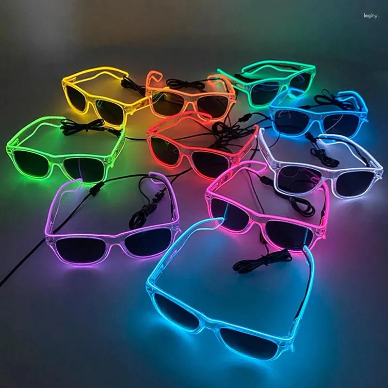 Impreza dostarcza nowość fluorescencyjne świetliste okulary LED LED UP RAVE SUN SUNGlasses Concert Neon świecące rekwizyty urodzinowe