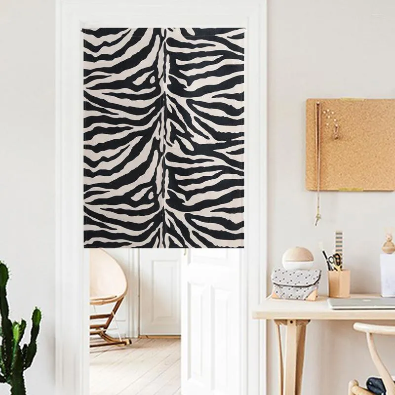 Cortina zebra porta preta geométrica de tapeçaria Noren para estudo de decoração de casa cozinha de quarto