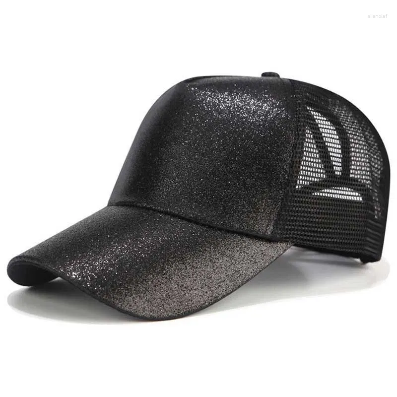 Top kapaklar yaz şapkası kadın ayarlanabilir hip hop şapkaları parıltılı beyzbol şapkası kadınlar snapback baba mesh kamyoncu dağınık topuz