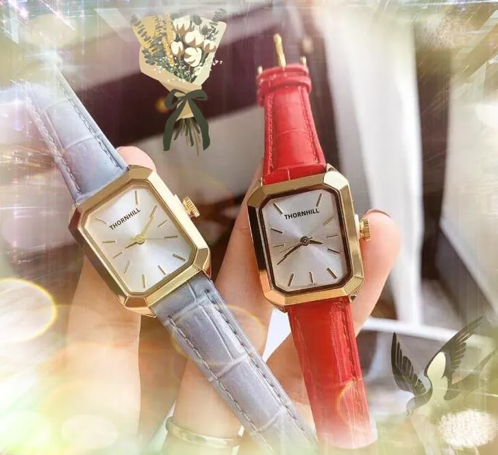 Modelo superior Relojes cuadrados populares Movimiento de cuarzo japonés Pulsera de mujer Correa de cuero genuino impermeable Negocios Ocio Chica Reloj de pulsera para dama de la madre Regalos del día