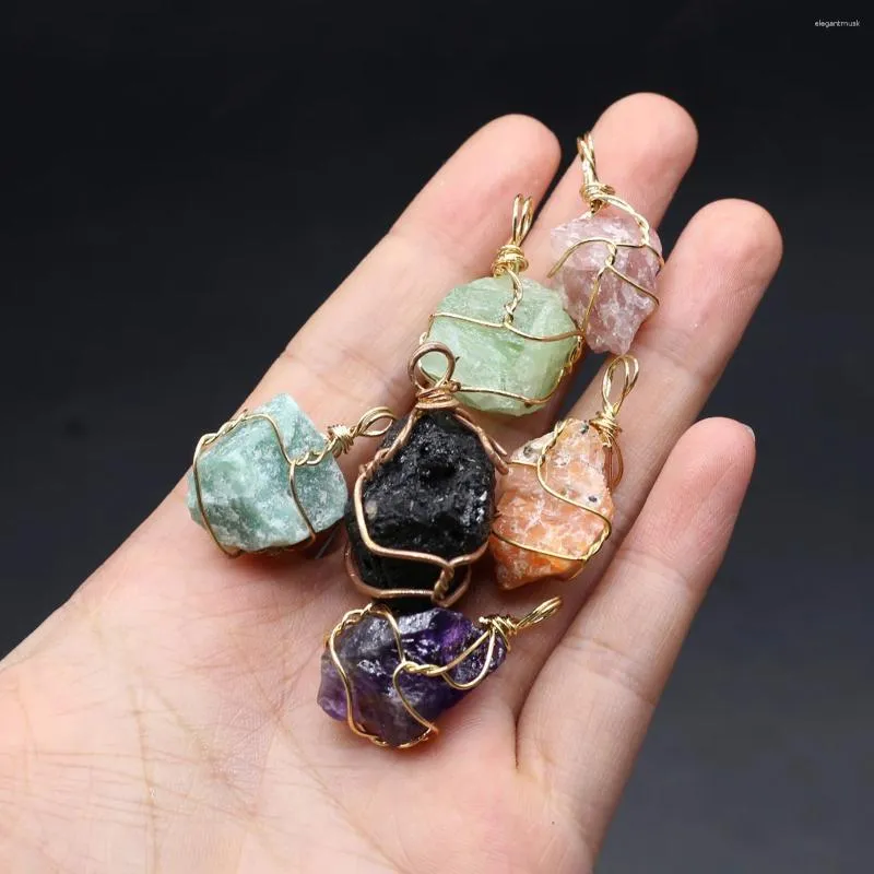 Pendant Necklaces Natural Stone Pendants Irregular Gold Color Wire Wrap Minerals For Charms Jewelry Making Diy Women Necklace Earrings Gifts