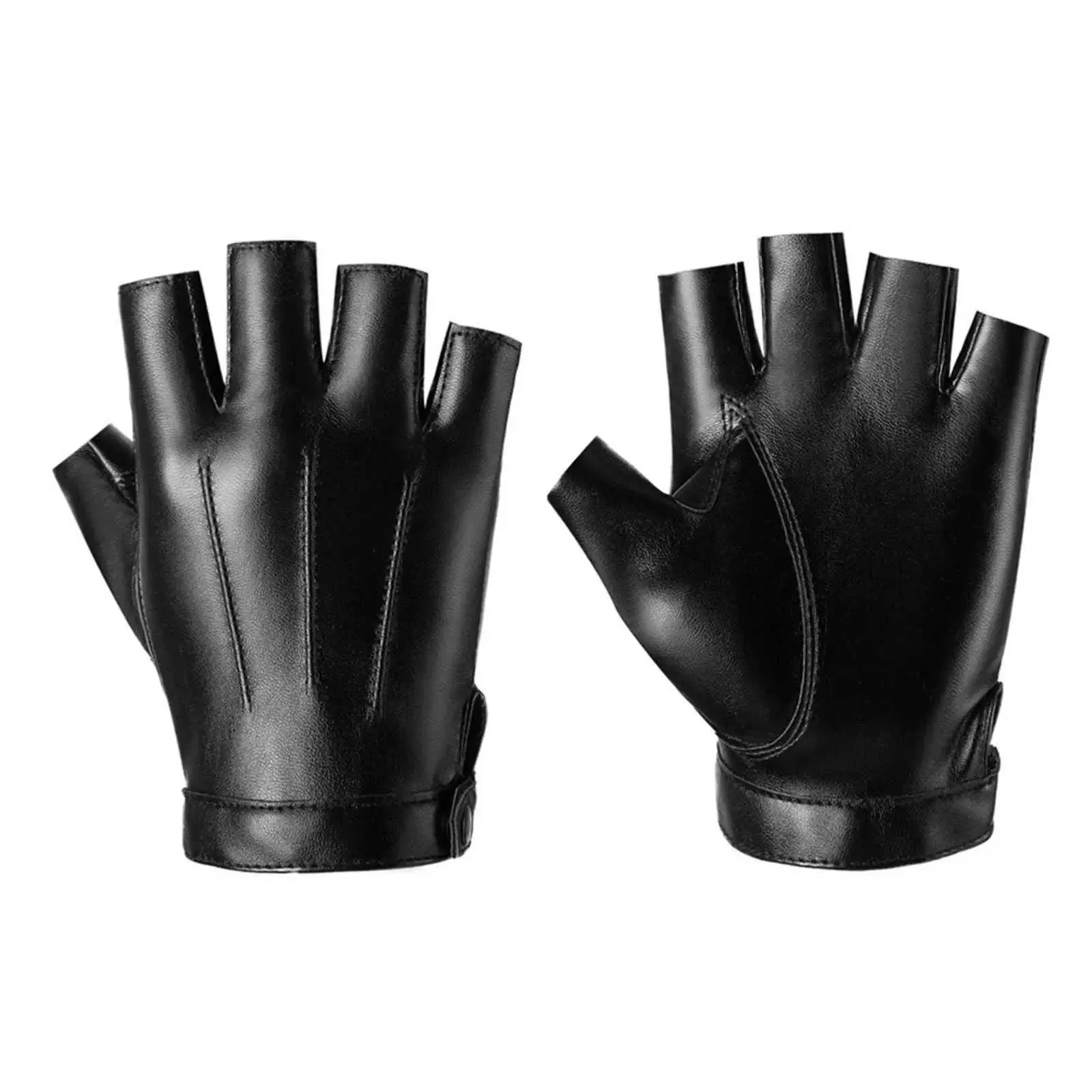 Breathable PU Leather Gloves Winter Fingerless Mittens Half Finger Gloves for Men Women Teens Training Motorbike Running Hiking