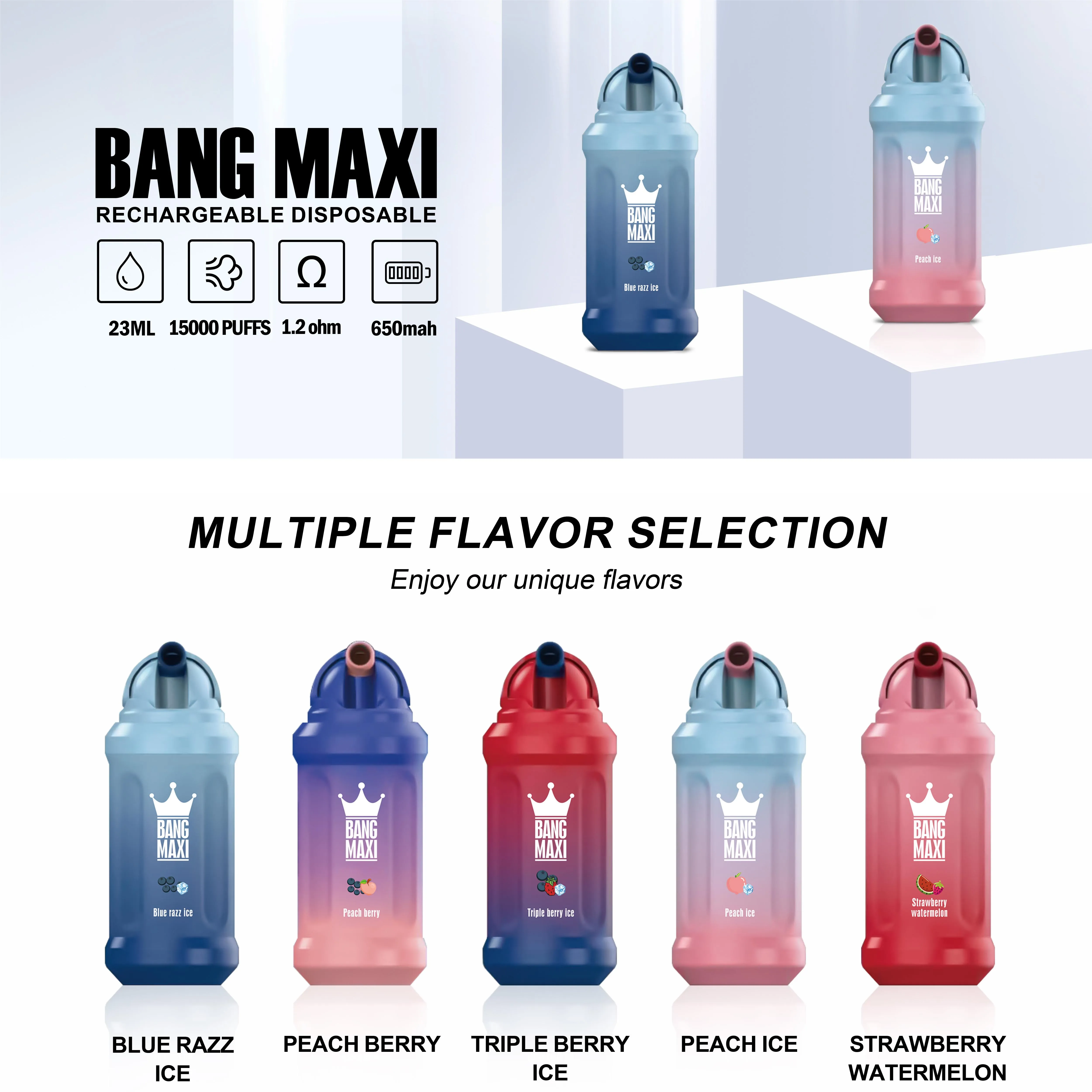 BANG MAXI 15000 puff e cigarette vs bang king 12000 bouffées vapes bouffée jetable 9000 randm tornado 9k bouffées barre batterie rechargeable 0% 2% 3% 5% vape chariots préremplis