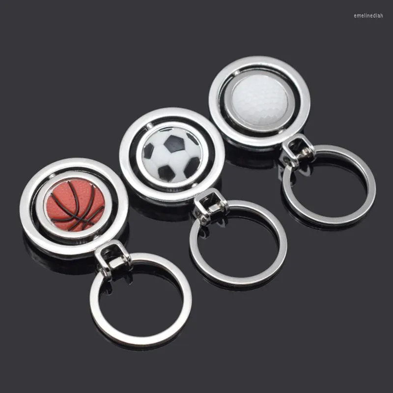 Keychains Small Basketball Football Golf Rotating Holder Metal Sport Soccer Pendant Key Chains Keyrings For Backpack Jewelry