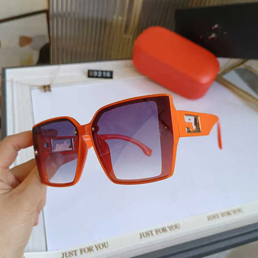 Luksusowy projektant letnich okularów przeciwsłonecznych liter pomarańczowy duża rama koreańska schludna okrągła twarz szczupła odporna