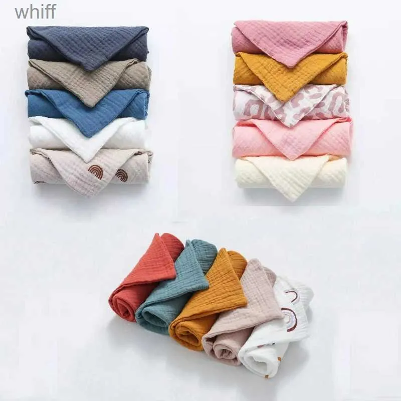 Bibs Burp Cloths 5 Pcs Baby Cotton Square Towel Infant Hand Face Washcloth Handkerchief Muslin Cloth Feeding Bib Burp Cloth Saliva Towel for P31BL231108