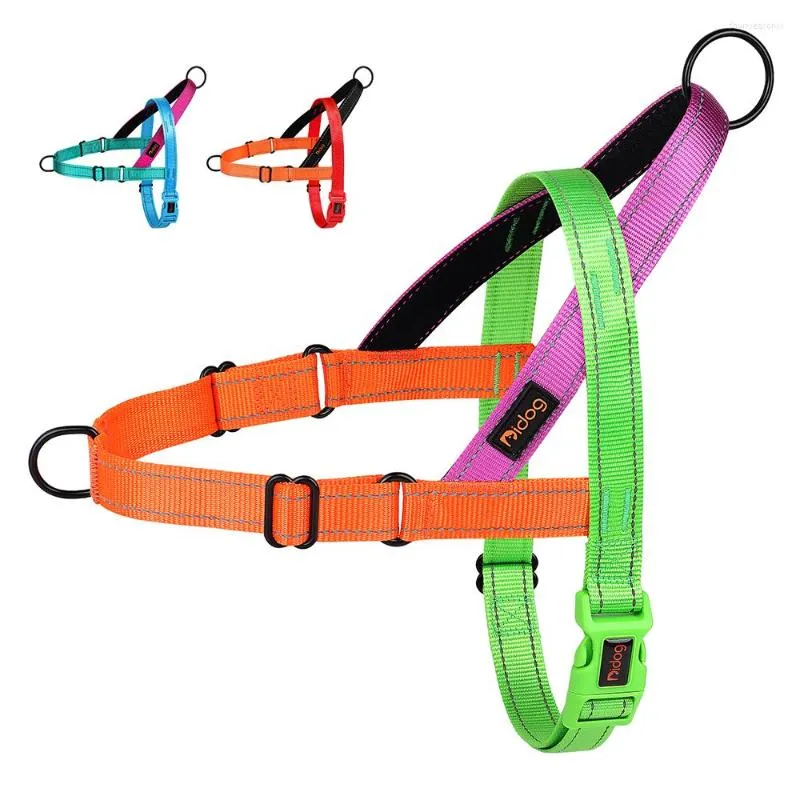 Dog Collars No Pull Harness Reflective Nylon Harnesses Adjustable Pet Traning Walking Vests Durable For Medium Large Dogs Pug