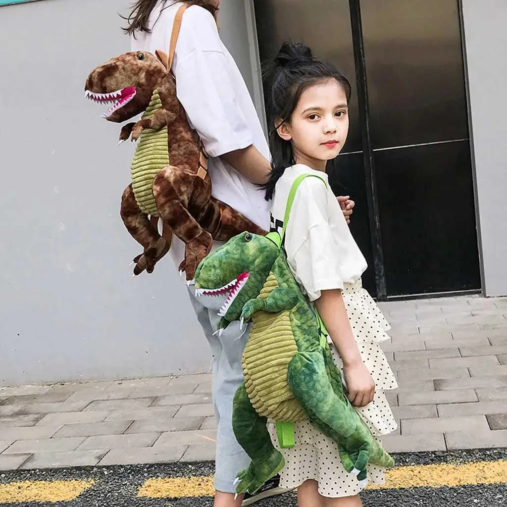 Cute Backpack for Child Toddler Dinosaur Plush Doll Bags Gift Brown