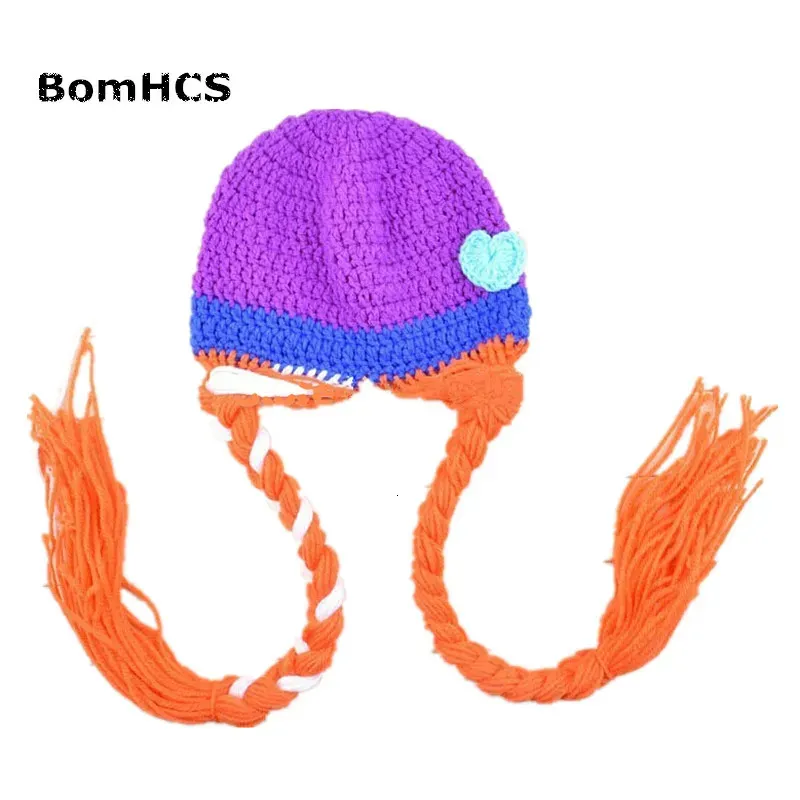 Caps Hats BomHCS Cute Girl's Winter Warm Braid Wig Beanie 100% Handmade Hat S for Child L for Adult 231108