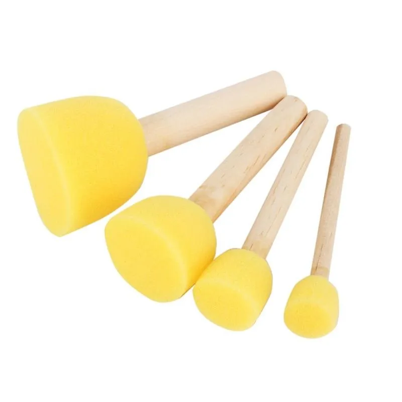 Freeshipping 4pcs/Lot*10 Stencil Brush Wooden Handle Sponge Foam Brush Furniture Art Craft Painting Education Tools Set Drawing Toys Hwhtl