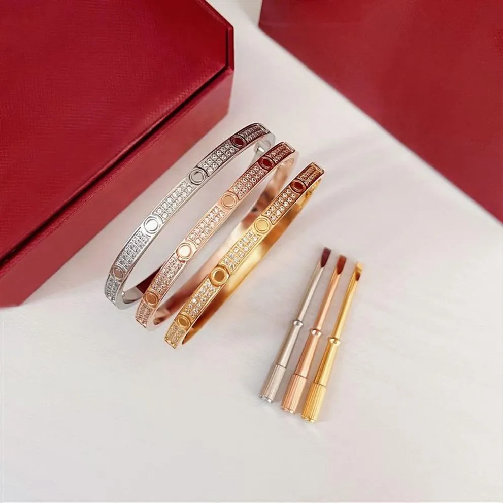 Eternal Loves Classic Para Love Mankiet Bracelets 18K Rose Gold Wide i wąskie kobiety Mężczyźni Tytan Stalowe śruba Bracele243k