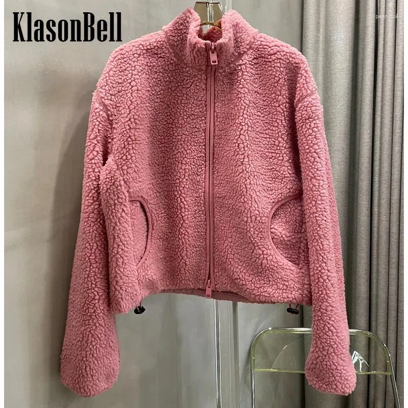 Kvinnors jackor 9.20 Klasonbell Fashion Back Letter broderi fleece jacka kvinnor