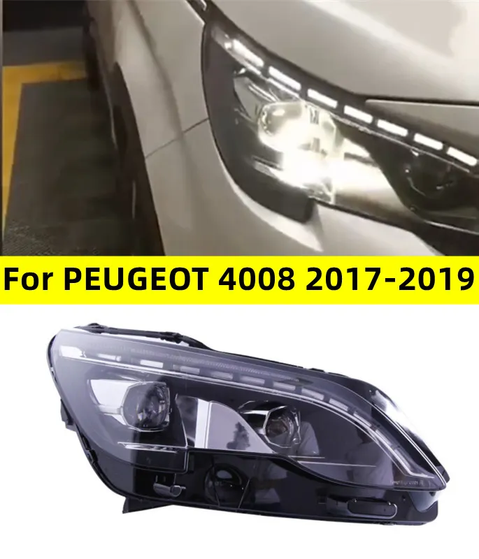 Car Lights For Peugeot 4008 Headlight Assembly 20 17-20 19 LED Streaming Turn Signal Daylight 5008 Xenon Headlight