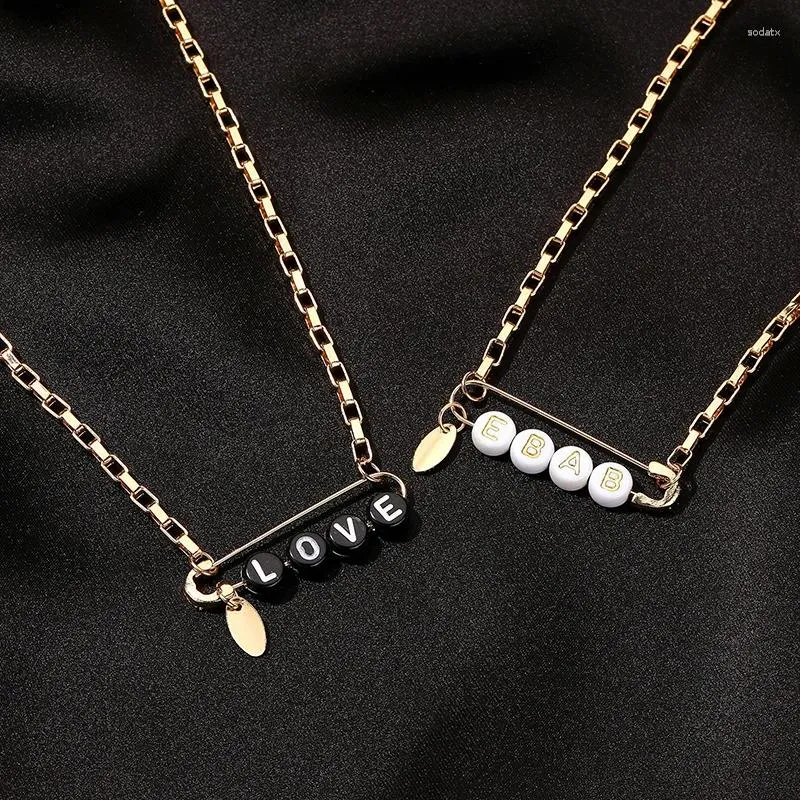 Chains Fashion Paper Clip Shape Pin Necklace For Women Female Unique Love Baby Letter Sweater Clavicle Chain Punk Style Jewelry