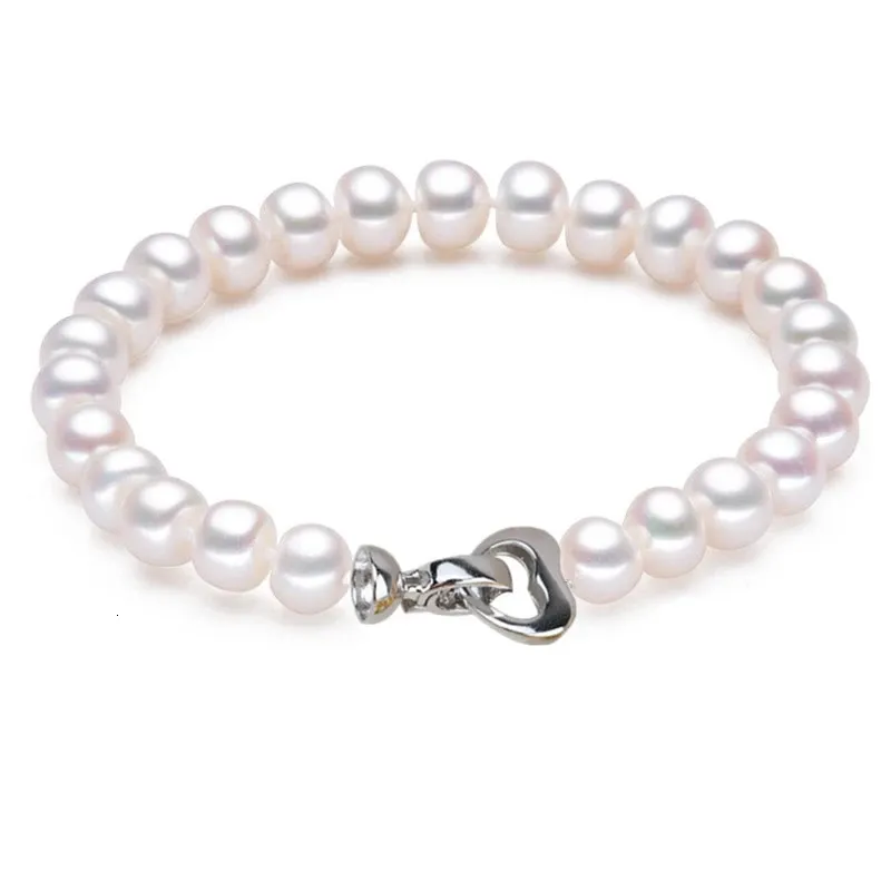 Ankiety prawdziwa bransoletka perłowa srebro 925 Bransoletka naturalna słodkowodna perła ręcznie robione bransoletki dla kobiet prezent biżuterii 231108