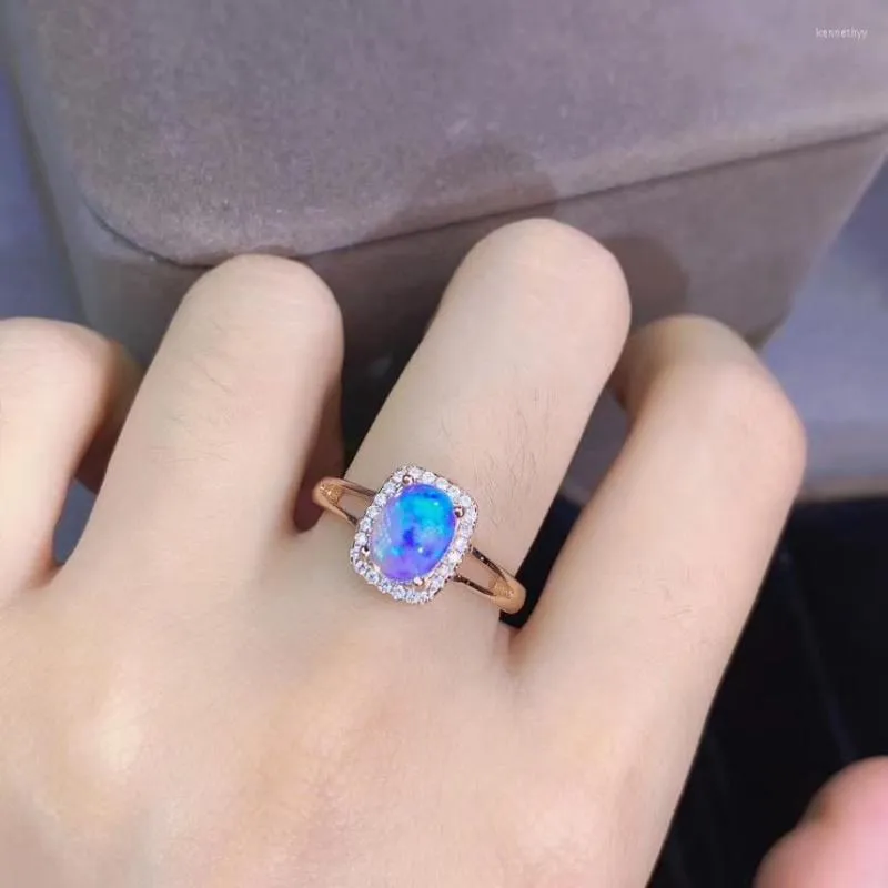 Cluster-Ringe aus natürlichem und echtem Opal-Ring aus 925er Sterlingsilber für die Hochzeit von Frauen