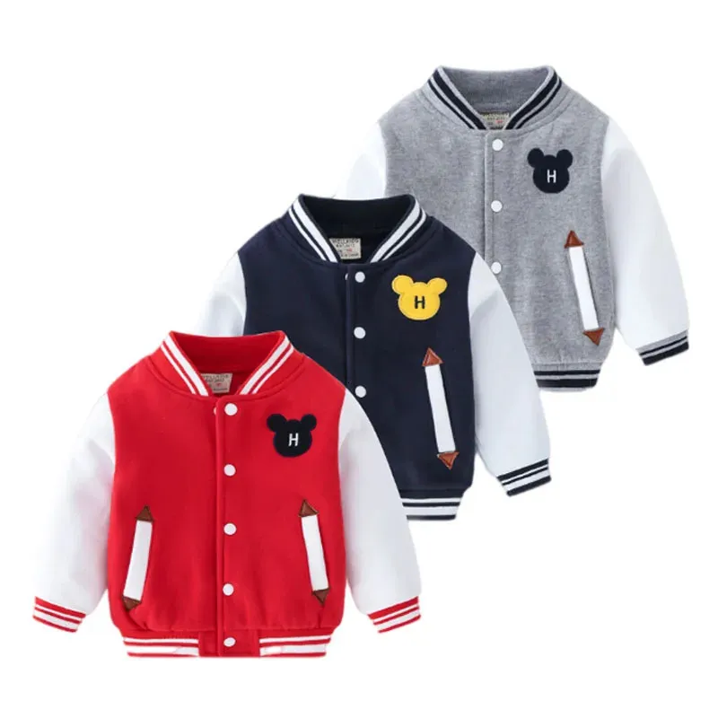 Coat 3 Colors Boys Jackets Outerwear Children Baseball Uniform Coats For Boy Clothes 2-6 Years Kids Sportswear Cartoon Jacket Coats 231108