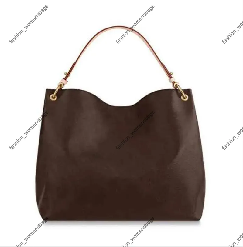 3A Damen-Shop-Tasche, Designer-Handtasche, Schultertasche, m43704, Hobo, große Kapazität, weiches 5-Farben-Leder, große Taschen, anmutige Handtasche, One-Shoulder-Taschen, GRACEFUL MM braune Blume