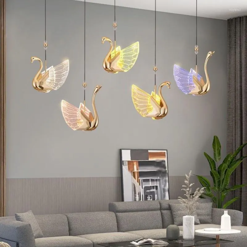 Lampade a sospensione Lampada a forma di cigno 2023 Atmosfera di luce moderna Decorazione di moda personalizzata Ristorante Comodino DinningTable sospeso