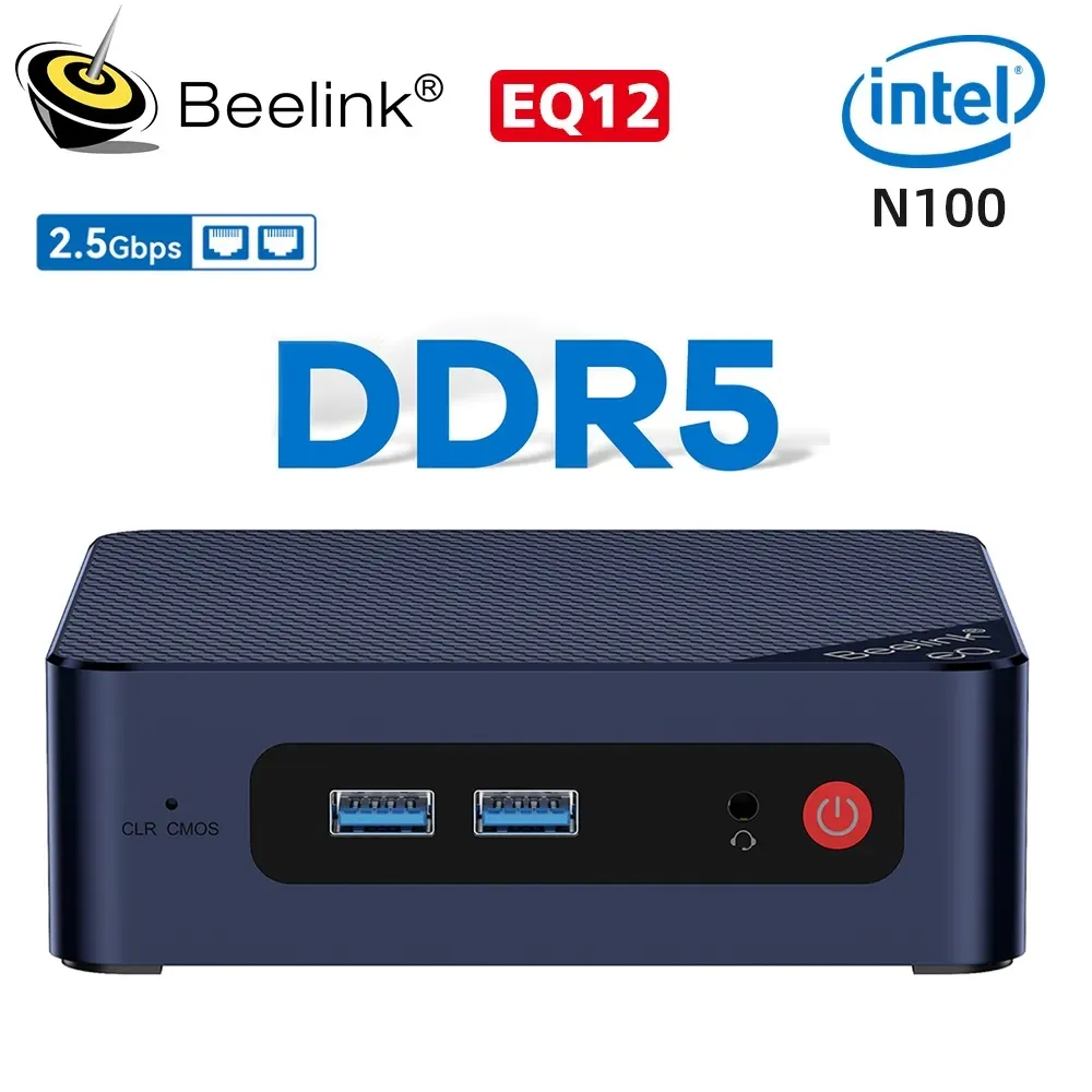 Beelink EQ12 Windows 11 Mini-pc 12e generatie Intel Alder Lake N100 8 GB 16 GB DDR5 500 GB SSD Wifi6 Dual 2,5 Gbps LAN-desktopcomputer