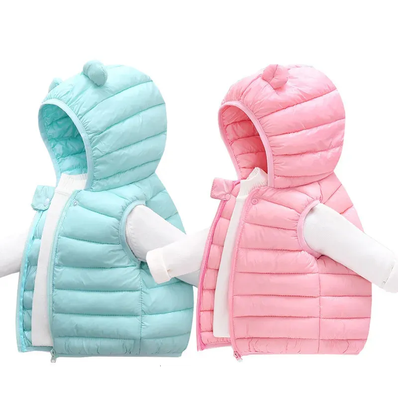 Gilet Bébé veste gilet garçons filles chaud doudoune automne et hiver coton gilet avec oreilles manteau pour enfants coréen vêtements à capuche 231109