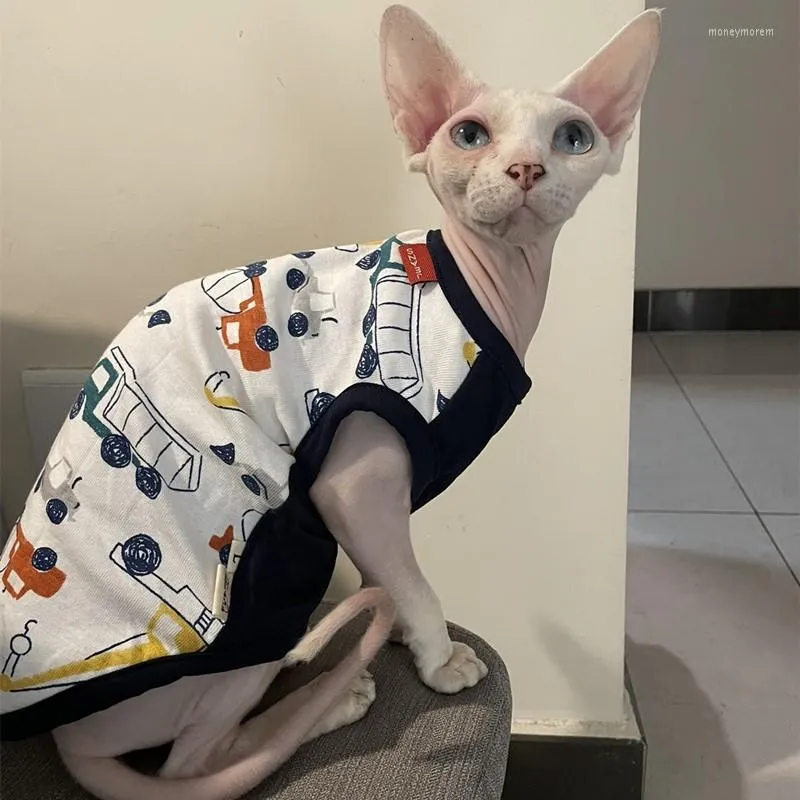 Cat Costumes Sphynx Cotton Vest Hairless Clothes Undercoat For Kittens Devon Rex Cartton Sweatershirt In Spring T-shirt Dogs