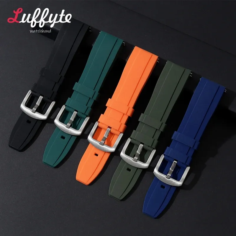 Titta på Bands Quick Relase Silicone Rubber Strap 20mm 22mm Sports Watchband Black Green Orange Blue Armband Armband 231109