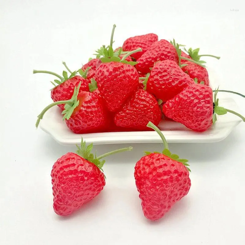 Party Decoration Artificial Plastic Strawberry Fruit Home Wedding Fake Display For Kitchen Foods Decor Prop Ornament