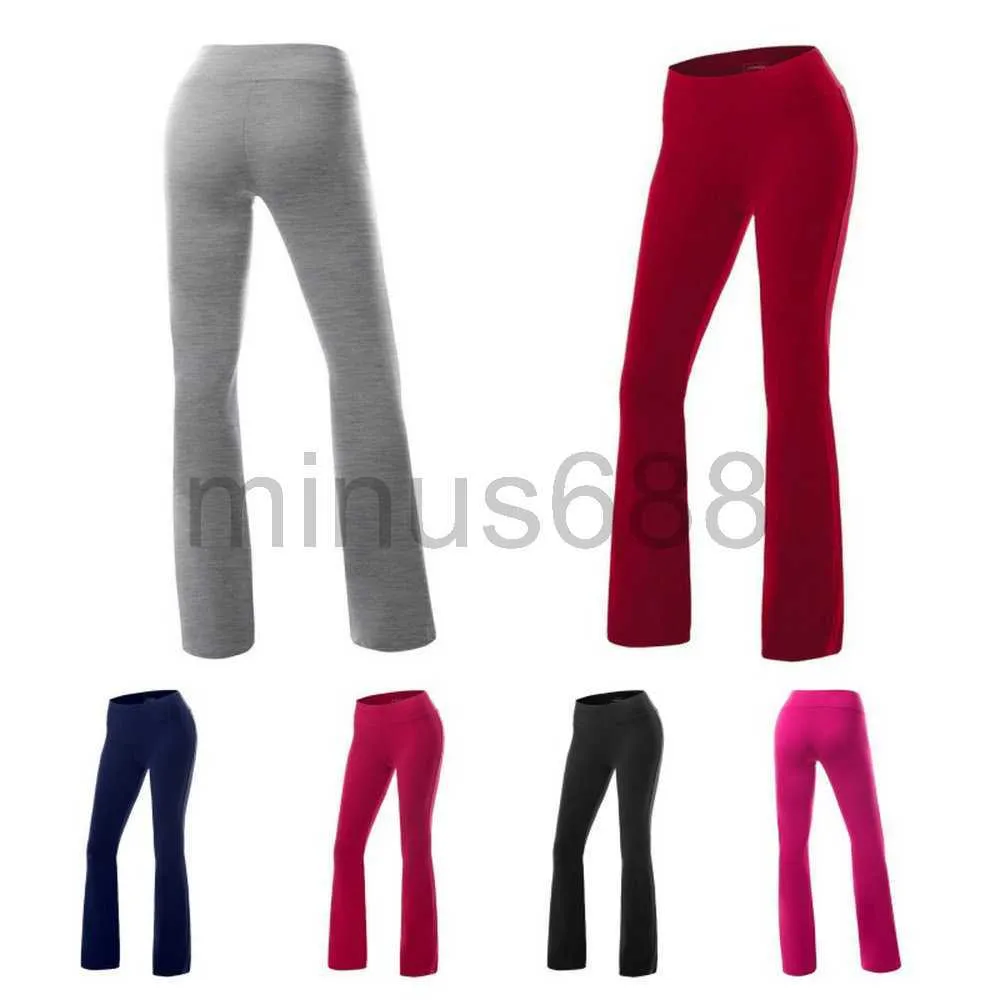 Pantalon actif Fashionwomen Casual taille élastique Flare jambe large pantalon Palazzo Yoga Fitness Leggings Capris pantalons de survêtement amples danse longue