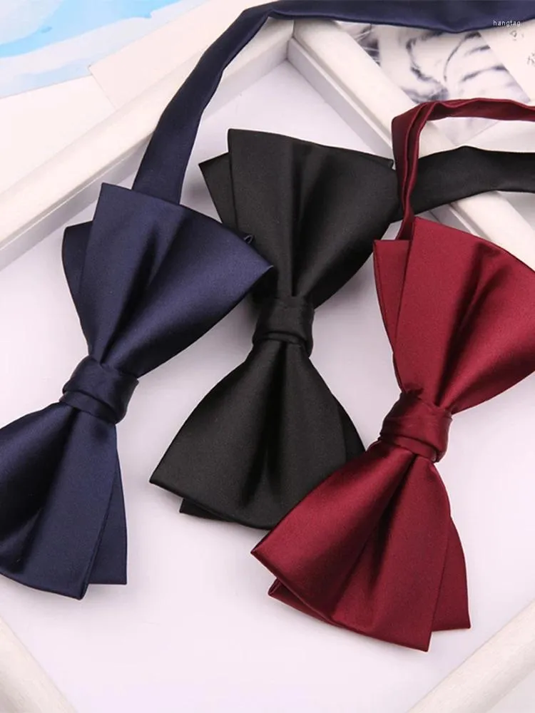 Bow Ties Mens Solid Color Adjustable Two Layer Pre-tied Red Black Purple Gold Blue Yellow Green Bowtie For Wedding Party Business Tie