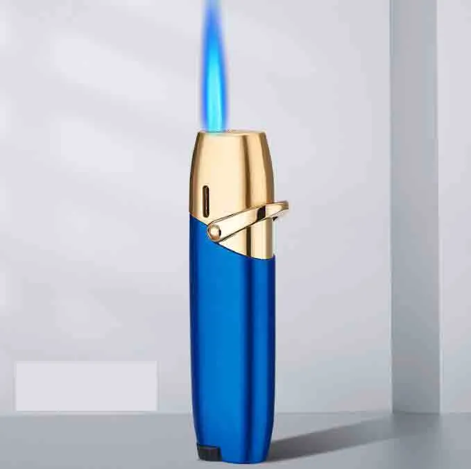 Dernier style de stylo coloré torche jet briquet 4 couleurs métal gonflable sans gaz cigare butane coupe-vent briquets outil de fumage accessoires cadeau