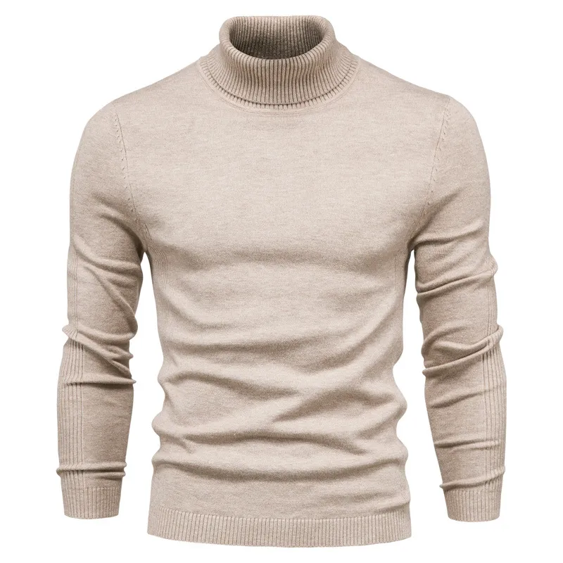 New Men's Sweaters Autumn Winter Turtleneck Thick Sweaters Mens Casual Turtle Neck Solid Color Quality Warm Slim Turtleneck Sweaters Pullover