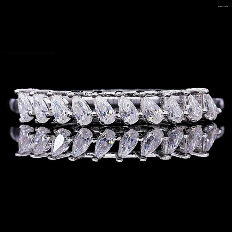 Cluster Rings Boeycjr 925 Silver D Color VVS1 1CT Totalt 3x1,5 mm päron Moissanite matchande band vigselring för kvinnor gåva