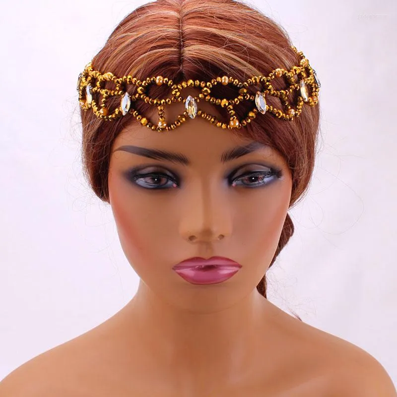 Headpieces 4ujewelry African Bridal Beads Gold Headpiece Wedding Head Accesories Nigerian Jewellery