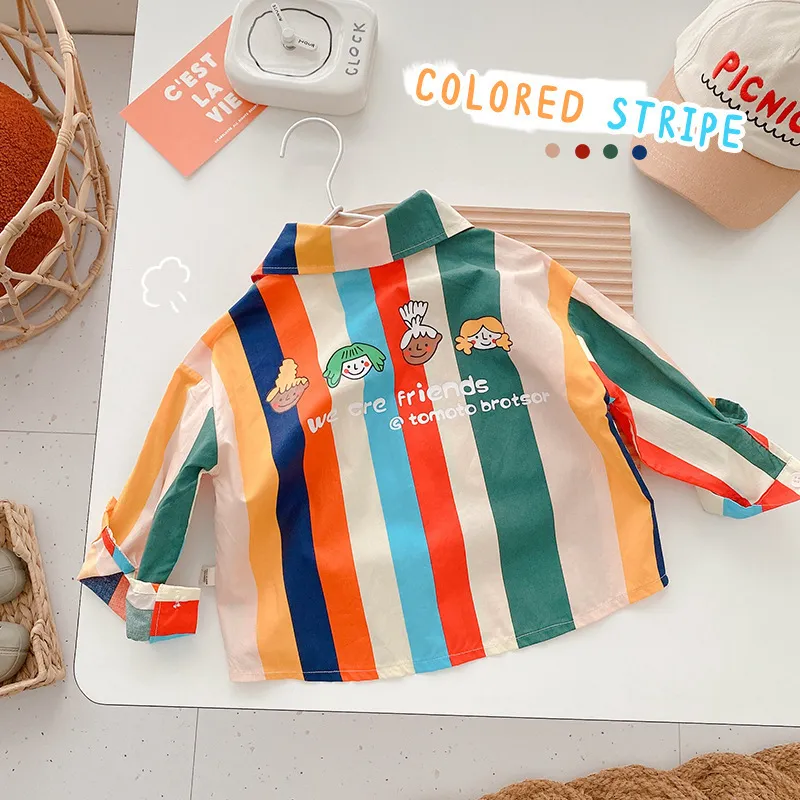 Kids Shirts Autumn Boys Fashion Stripe Long Sleeve Blouse Baby Kids Toldder Children Cool Shirt 230408