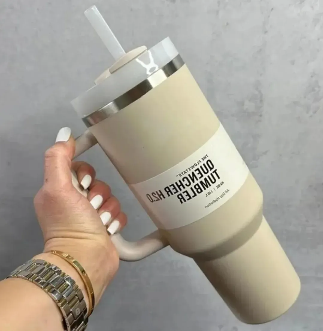 H2.0 Kupalar Matt Siyah Kravat Boya Mavi Macera Söndürücü Seyahat Tumbler Silikon Saplı Yalıtımlı Tumblers Kapakları Paslanmaz Çelik Kahve Termos Kupası G1109