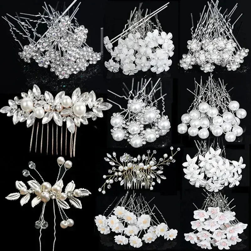 Hårklämmor Barrettes Crystal Pearl Hairpin Hair Vine Tiaras Head Piece Hair Comb Headband Hårnålar Hårband Tillbehör Bröllop Brudhår smycken 231109