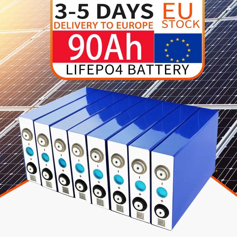 3.2V LIFEPO4 Batteri 90AH PACK 4/8/16/32 st uppladdningsbara batterifattor EV RV GOLF CART MOTORCYCLE BIL MOTORBATTERI SOLAR SYSTEM