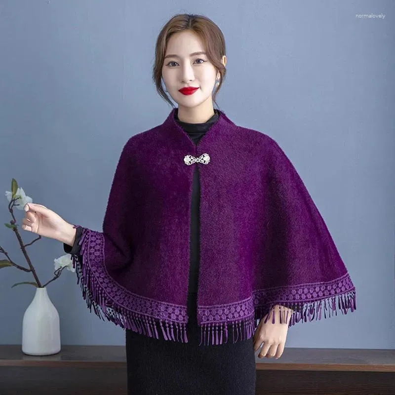 Lenços moda elegante macio imitar lã de vison capa outono inverno cheongsam festival vestido outerwear xale mulheres cappa cardigan