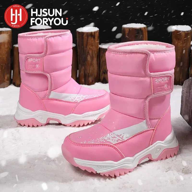 Botas de inverno crianças botas princesa elegante meninas sapatos à prova de água menina menino botas de neve crianças quentes de alta qualidade botas de pelúcia 231109
