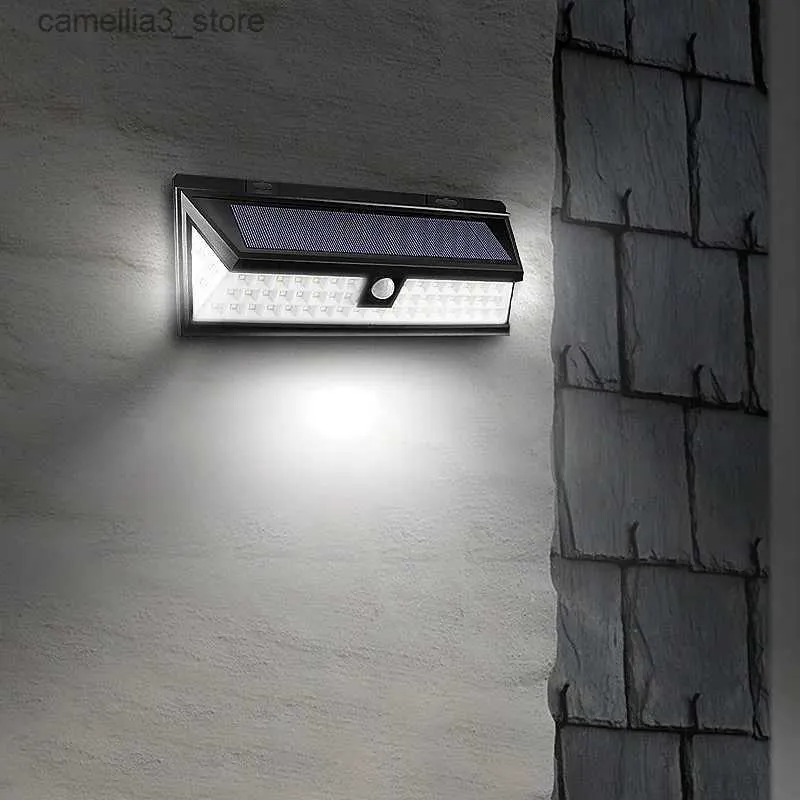 Solar Wall Lights Waterproof 54 LED Solar Light 2835 SMD White Solar Power Outdoor Garden Light PIR Motion Sensor Pathway Wall Lamp 3.7V Q231109