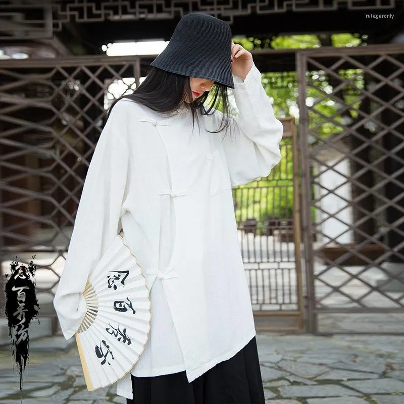 エスニック服の男性女性伝統的な中国のトップhanfu tshirt linen qipaoドレスコート太鼓のユニフォームセット日本の着物ローブ