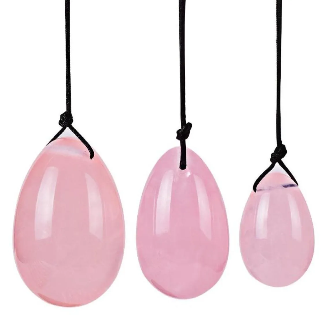 Cristal naturel Rose Quartz Yoni oeufs pour femme vagin guérison Massage cristal naturel puissance pierre Yoni oeuf Sex Toy4346817