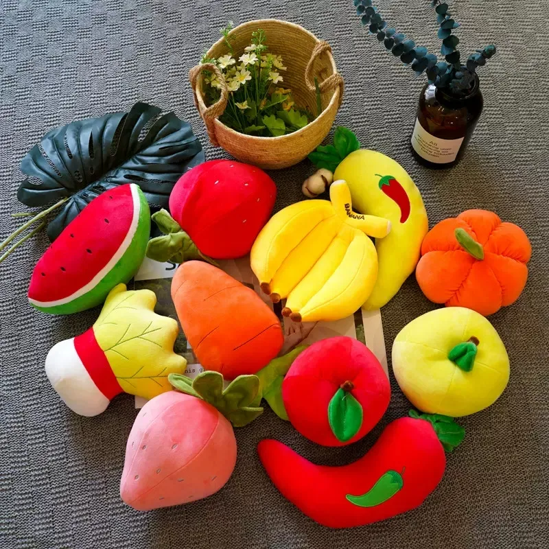 Imitation frukt grönsak hänge plysch leksak söt kreativ liten docka pumpa jordgubbe äpple liten plysch doll barn baby gåva la602