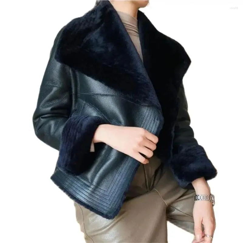Women's Leather Winter Women Sheepskin Warm Suede Faux Fur Jacket Short Motorcycle Windbreaker Coat Shearling Jackets Outwear