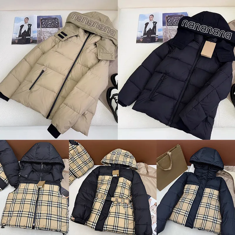 Winter Short Down Jacket Parkas Puffer Woman Keep Warm Thick Outerwear Windbreaker Lined with Classic Striped Plaid Coats Downs SML