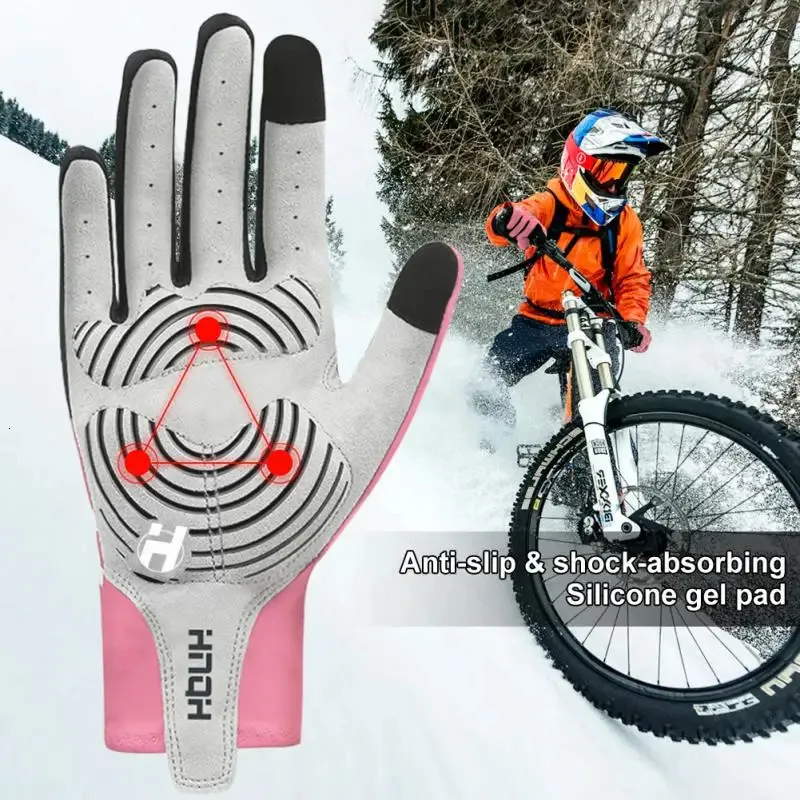 Luvas de ciclismo 1 par luvas de ciclismo inverno longos dedos completos gel esportes luvas de bicicleta de corrida equitação homens mulheres luvas de tela de toque 231109
