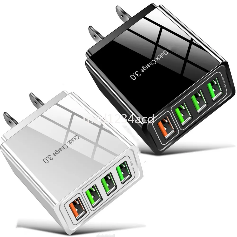 빠른 빠른 충전 EU US 5V 5.1A 4 포트 QC3.0 iPhone 용 Wall Charger 전원 어댑터 15 11 12 13 14 Pro Max HTC M1