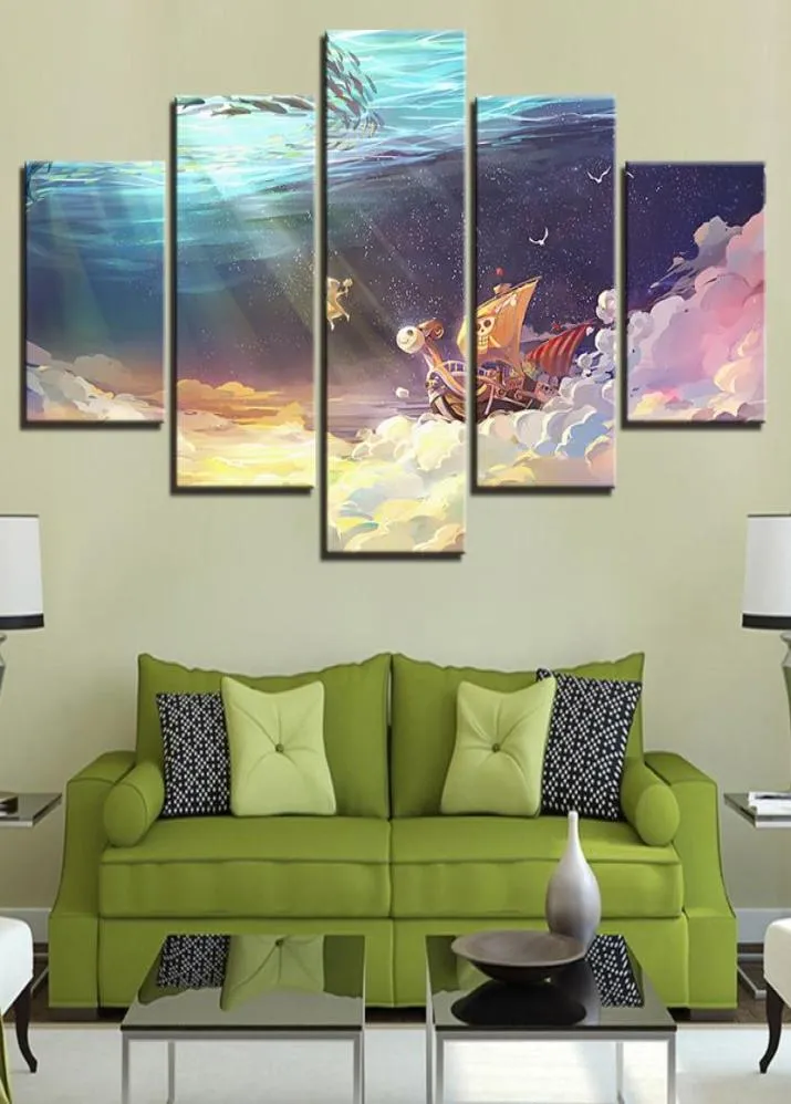 5 pièces toile peintures anime one pièce illustration image décor de maison