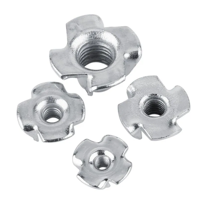 Freeshipping 500pcs Wholesale Useful Tool Parts Zinc Plated Carbon Steel T Nut Four-Pronged Tee Nuts For Woodworking Furniture Dtqtj